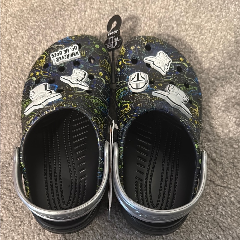 Kids Black and Silver Mandalorian Crocs NWT